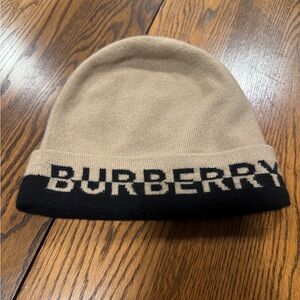 Burberry Beige and Black Knit Hat